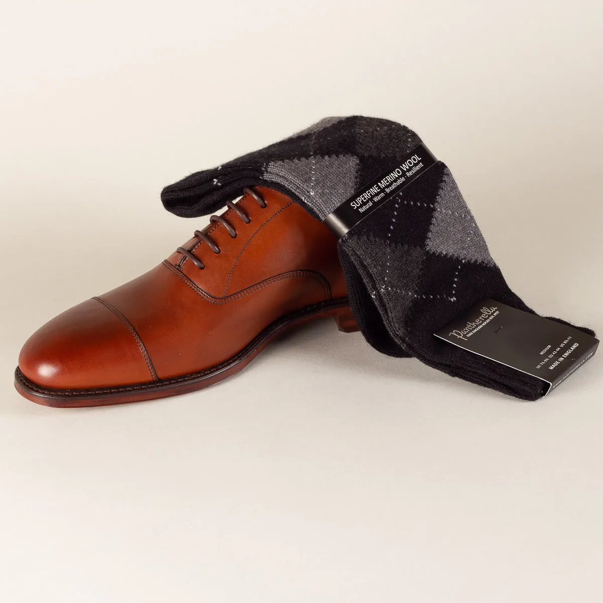 Racton socks long - black argyle