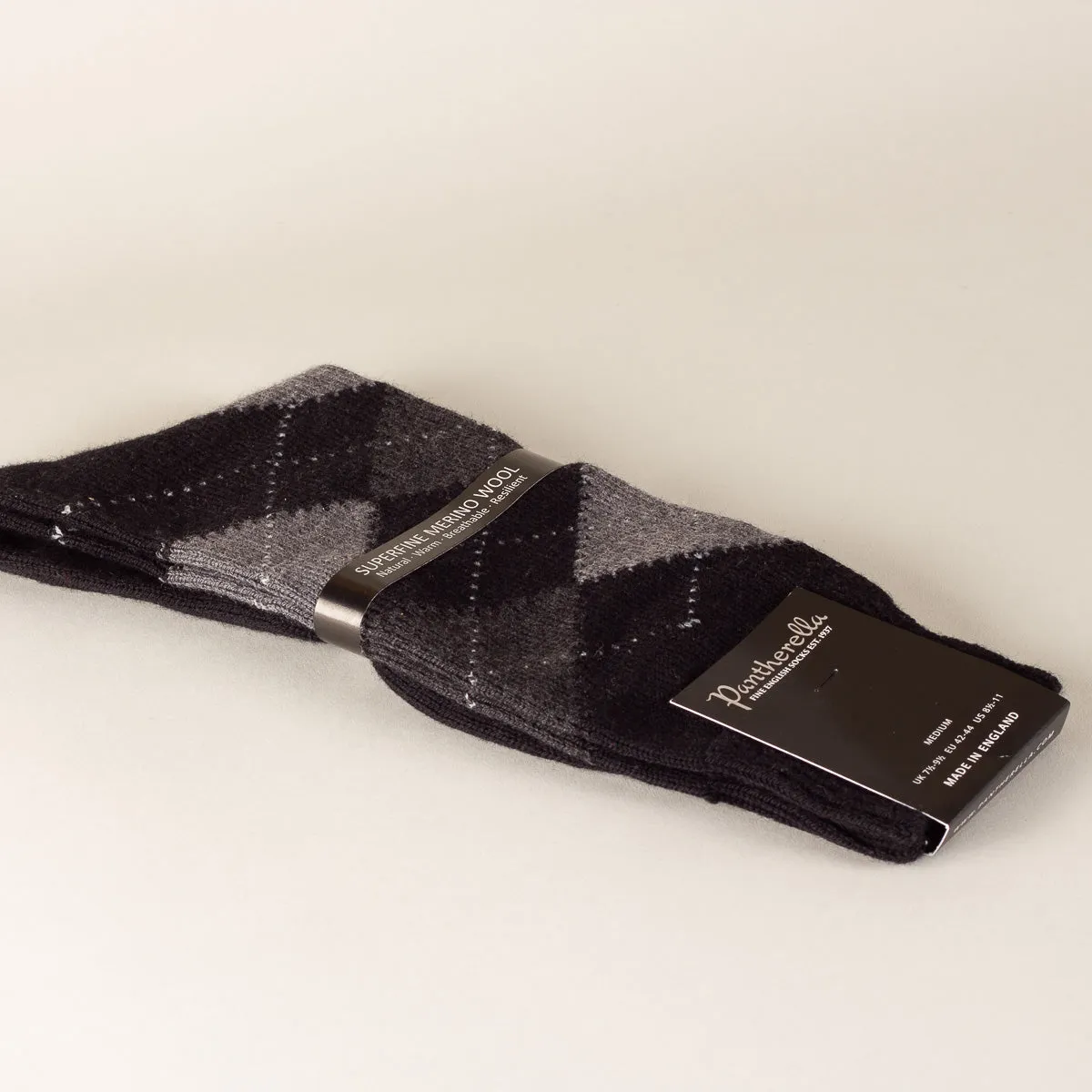 Racton socks long - black argyle
