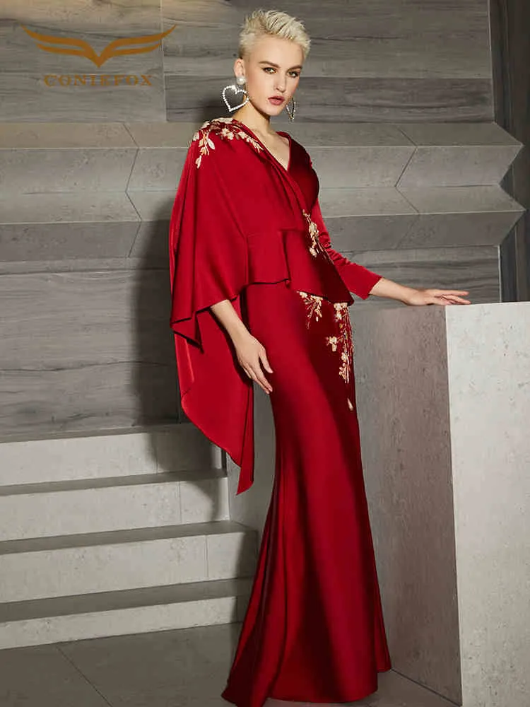Red  wedding dress high-end evening dress new banquet dress mother skirt fashion high end luxury unique dress- Bila