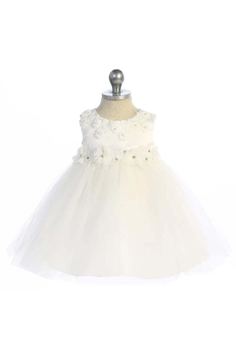 *RESTOCKED* 534-A Luxurious Princess Ballgown Baby Dress with Floral Trim