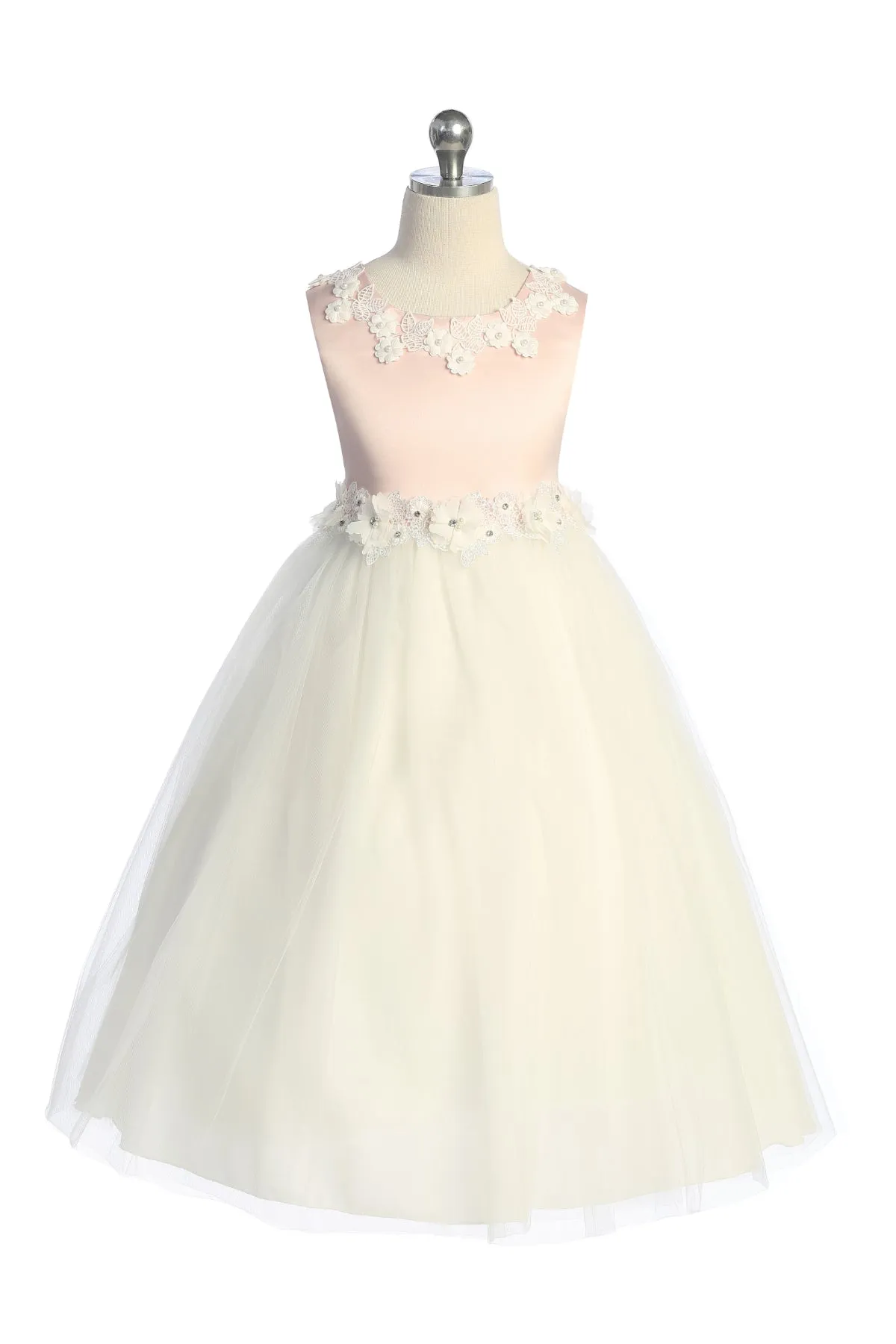 *RESTOCKED* 534-A Luxurious Princess Ballgown Baby Dress with Floral Trim