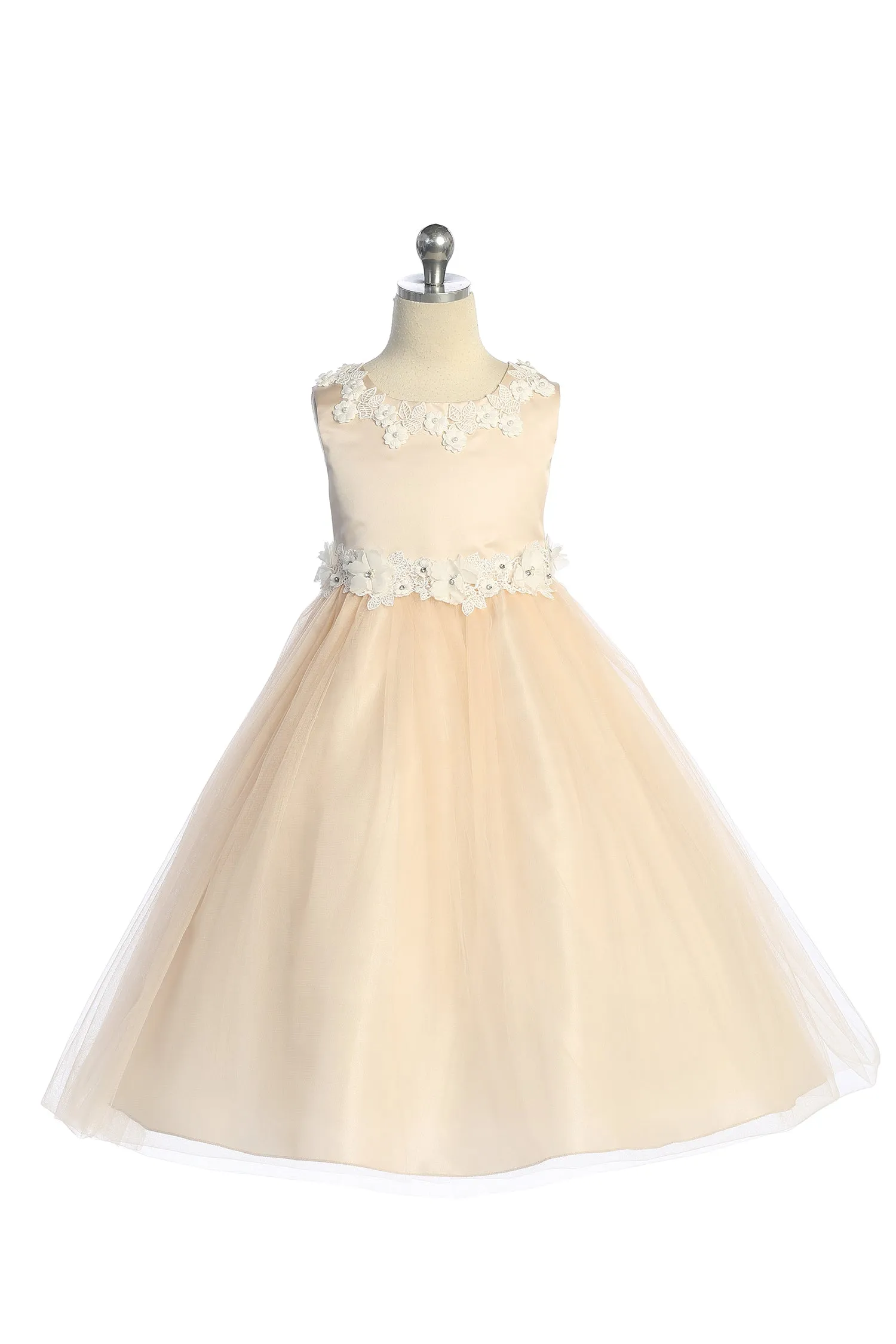 *RESTOCKED* 534-A Luxurious Princess Ballgown Baby Dress with Floral Trim