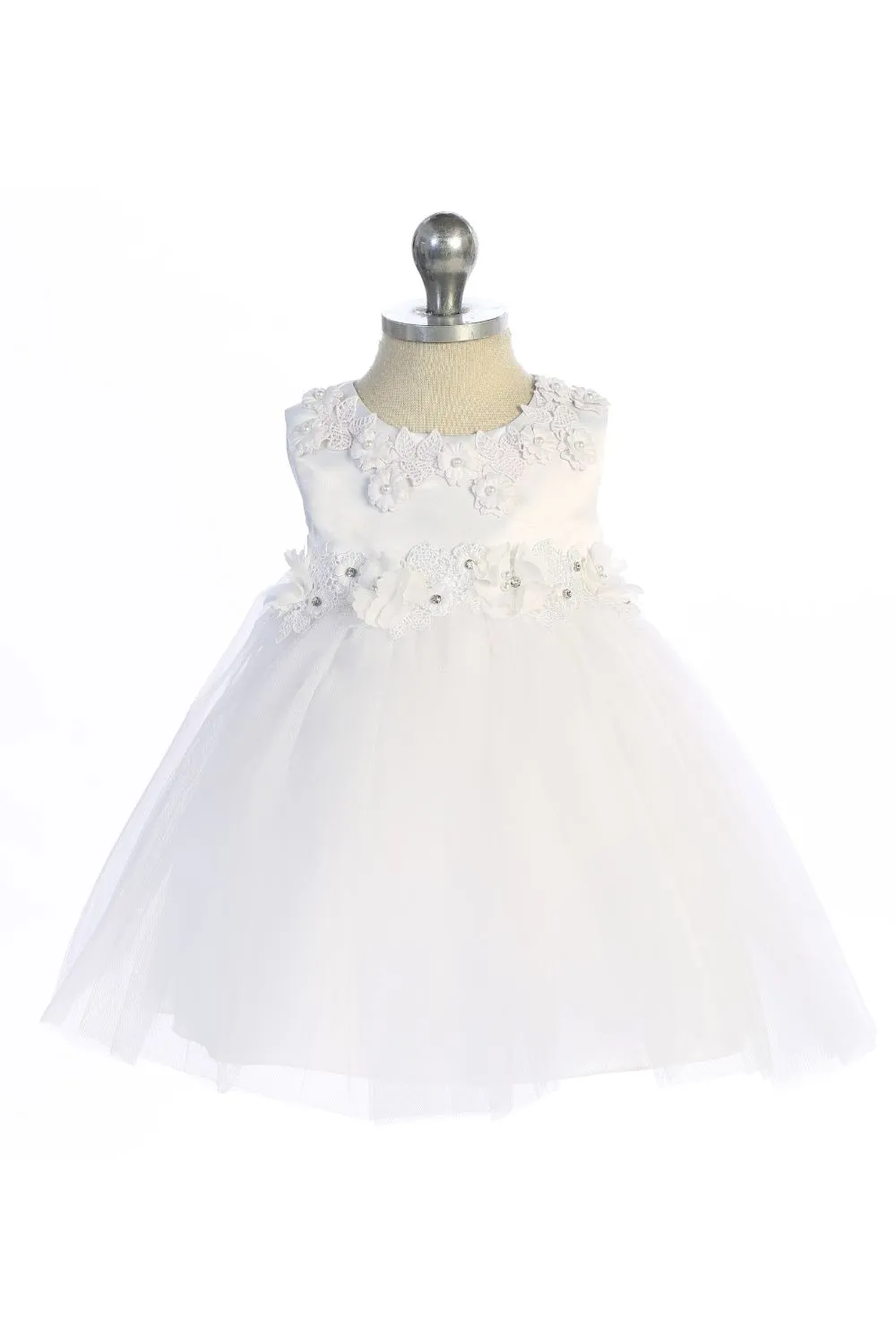 *RESTOCKED* 534-A Luxurious Princess Ballgown Baby Dress with Floral Trim