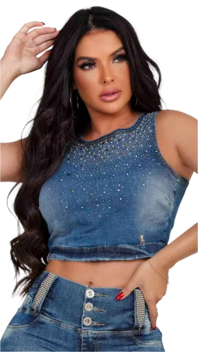 Rhero Women's Jeans Cropped Top 56451