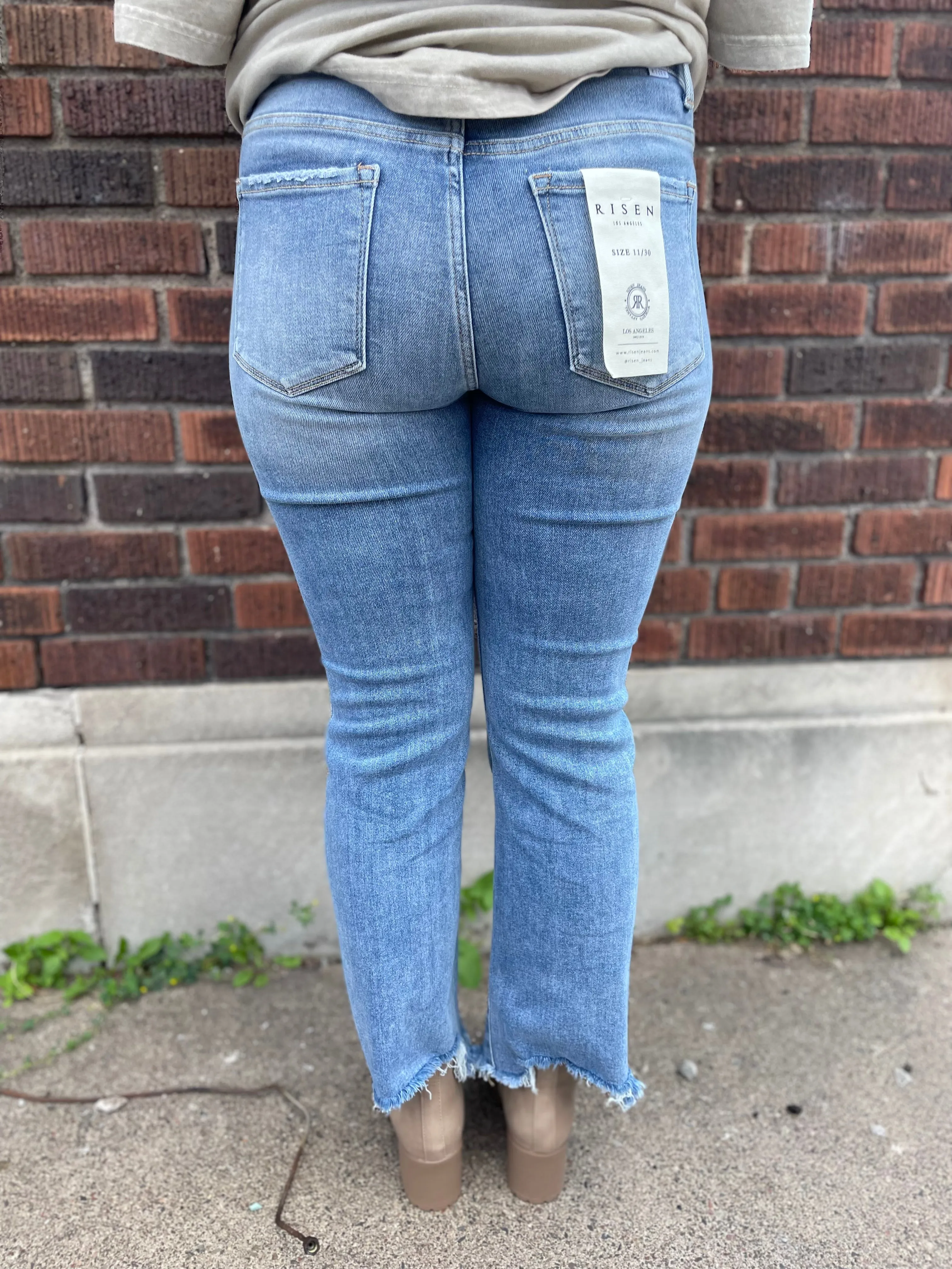 Risen High Rise Crop Straight Slim Jeans