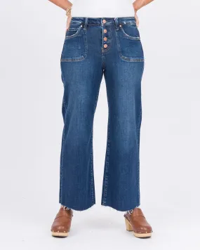 Risen High Rise Crop Wide Button Up Jeans