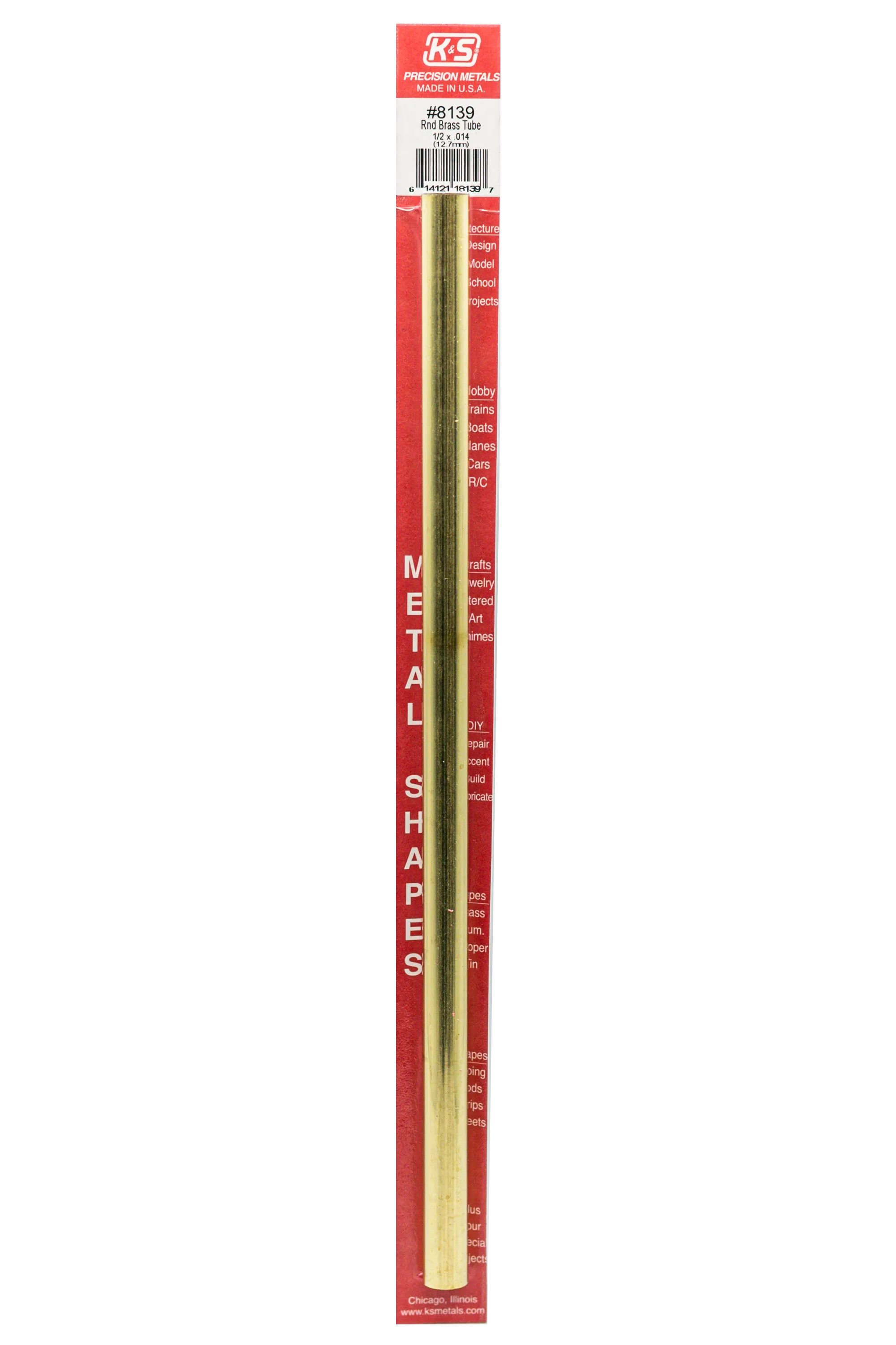 Round Brass Tube: 1/2" OD x 0.014" Wall x 12" Long (1 Piece)