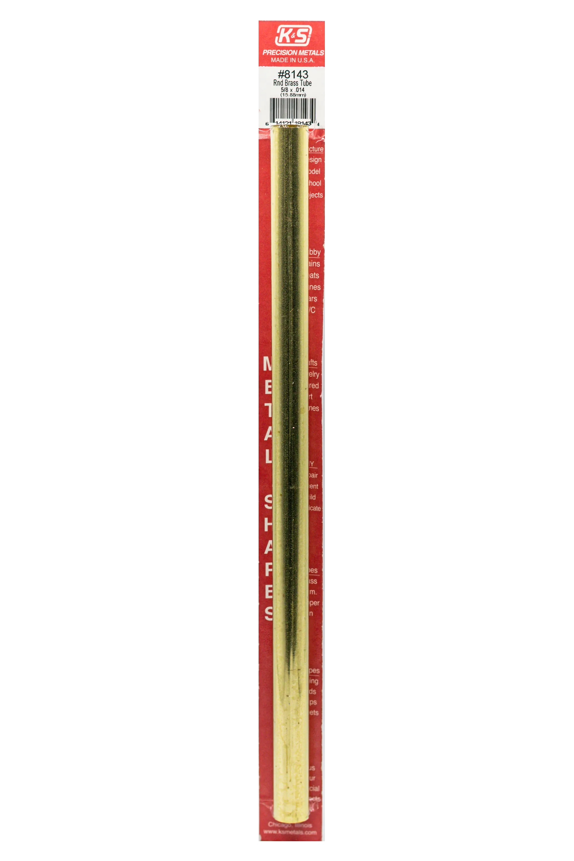 Round Brass Tube: 5/8" OD x 0.014" Wall x 12" Long (1 Piece)