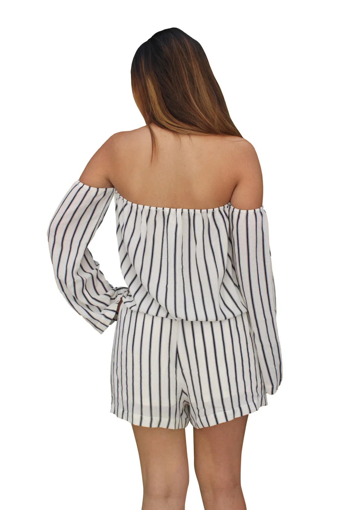 RP62 Stripped Halter Romper Shorts