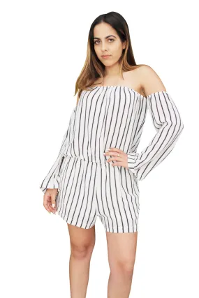 RP62 Stripped Halter Romper Shorts