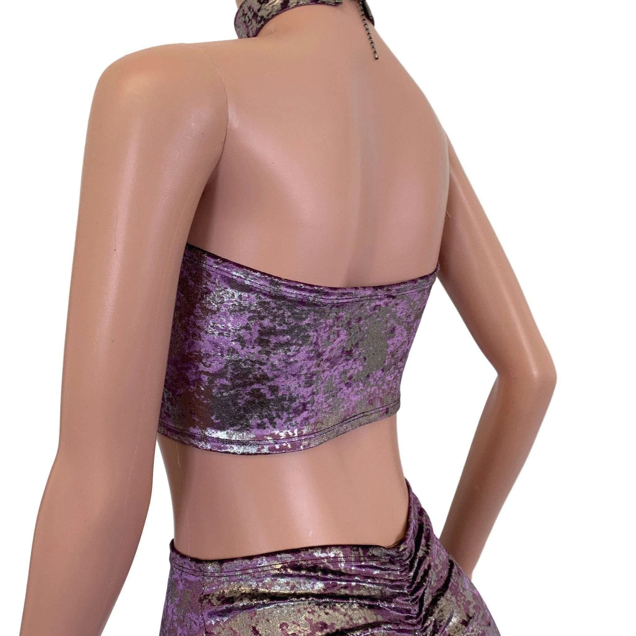 SALE - MEDIUM Tube Top Bandeau - Plum/Gunmetal Gilded Velvet