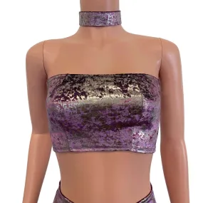 SALE - MEDIUM Tube Top Bandeau - Plum/Gunmetal Gilded Velvet