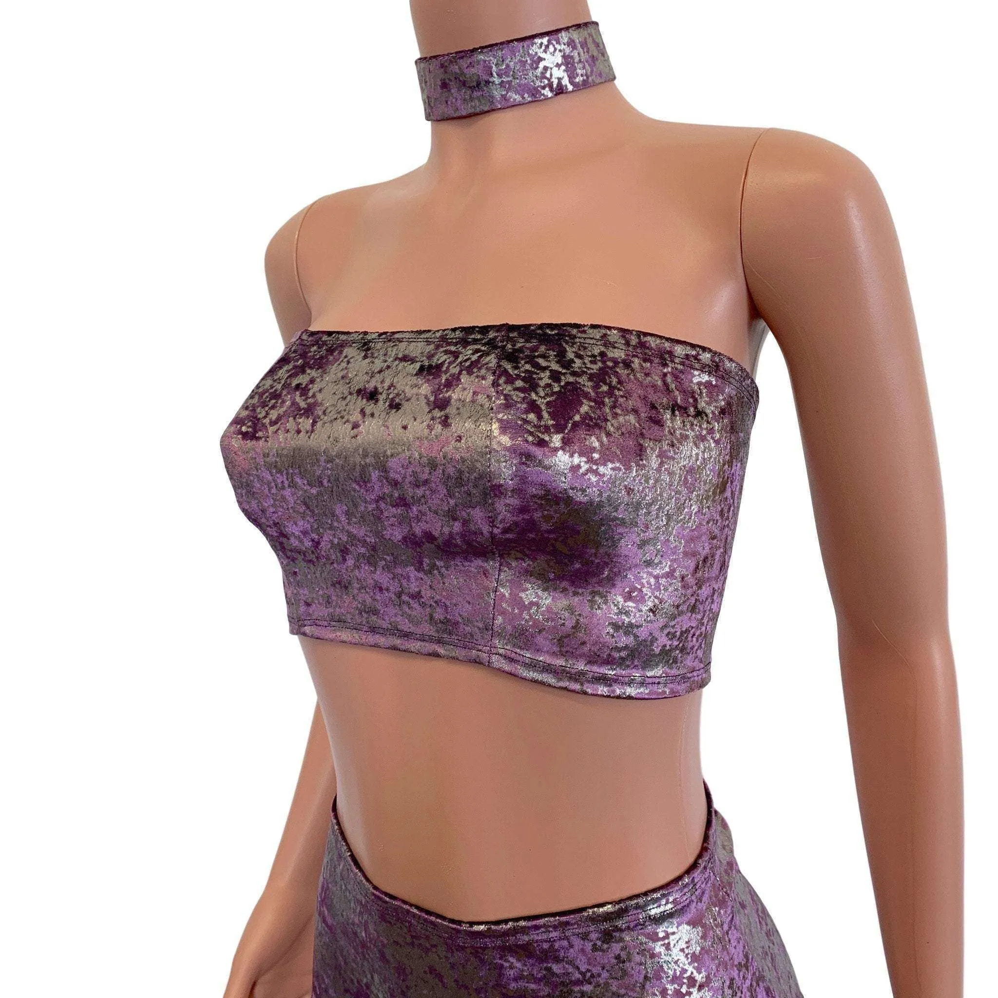 SALE - MEDIUM Tube Top Bandeau - Plum/Gunmetal Gilded Velvet