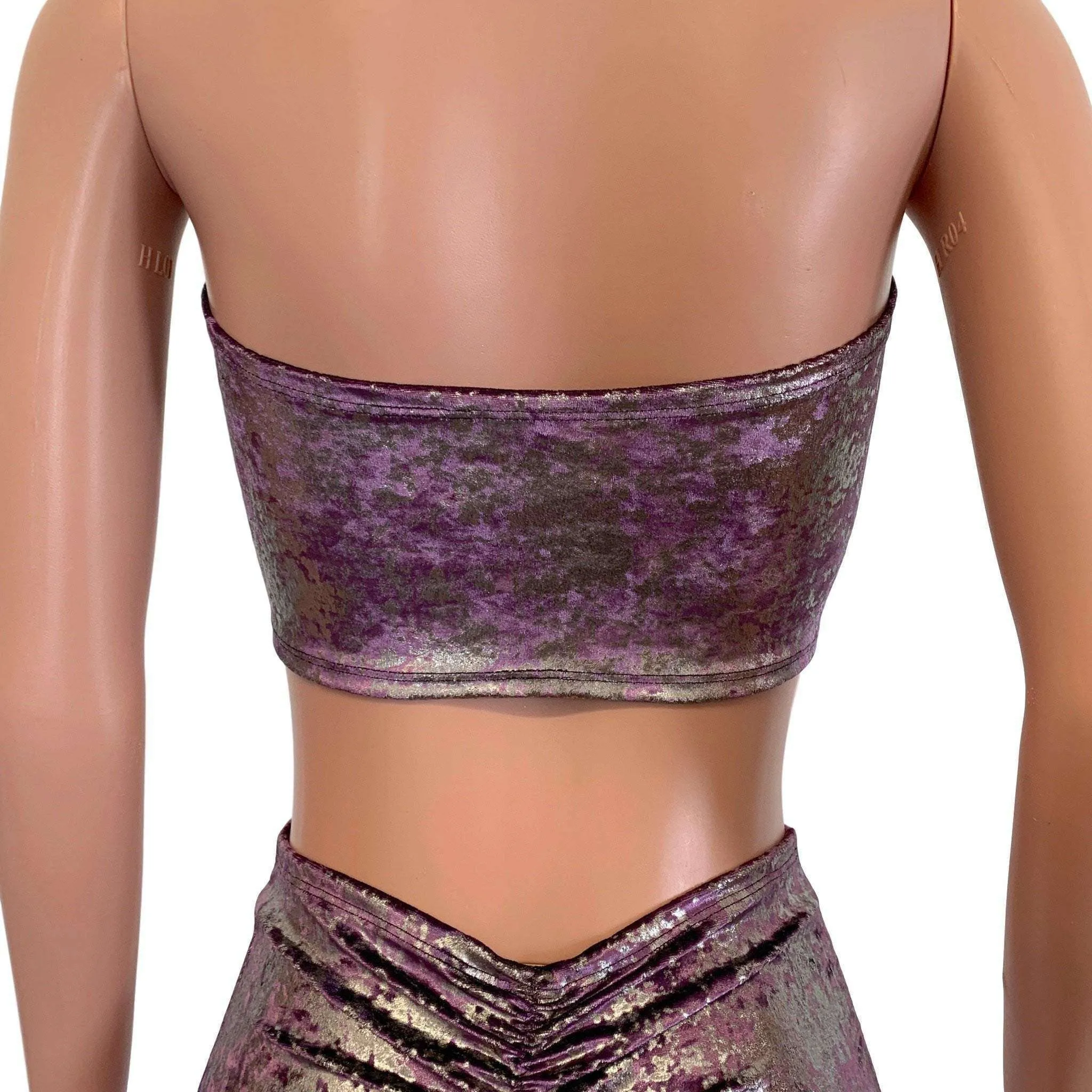 SALE - MEDIUM Tube Top Bandeau - Plum/Gunmetal Gilded Velvet