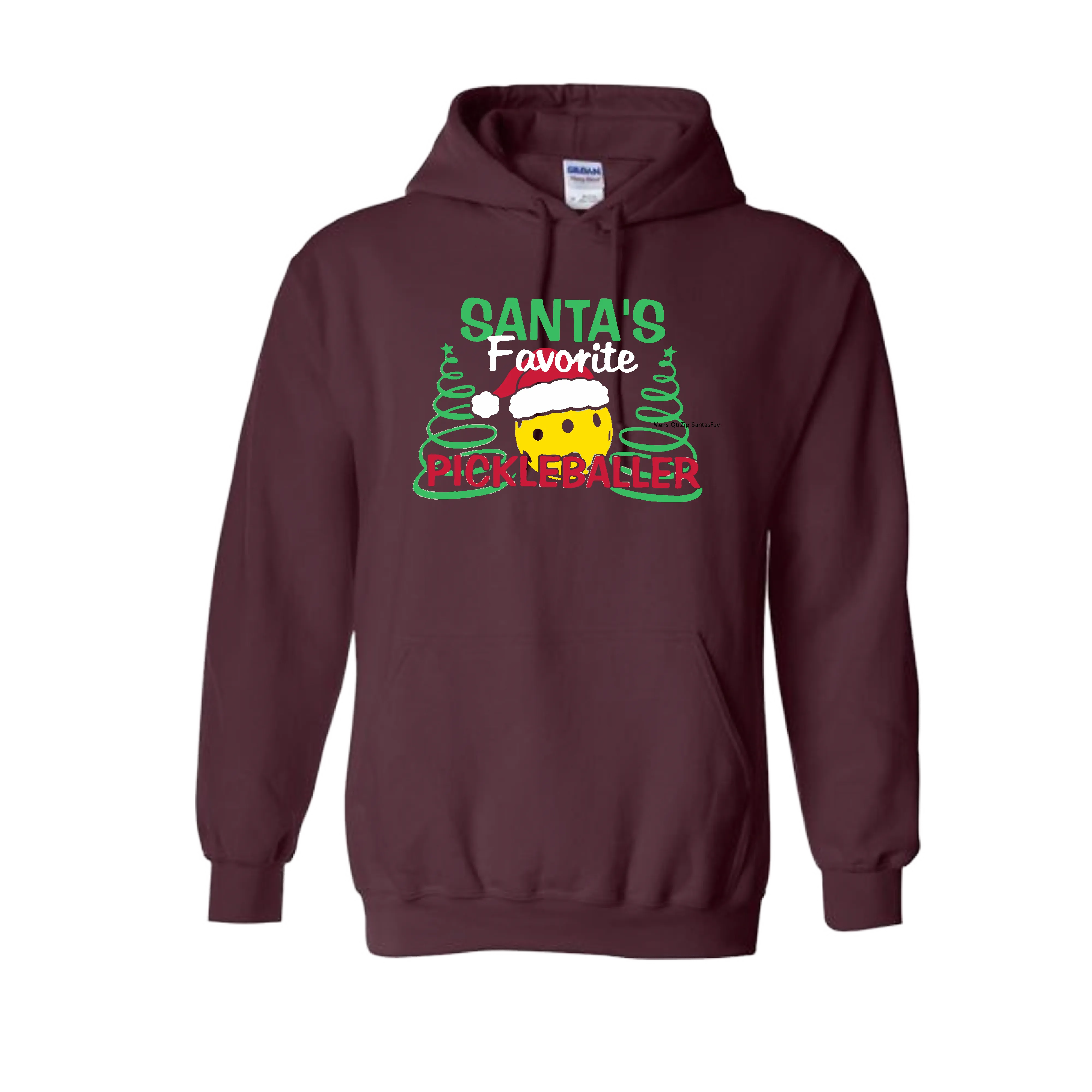 Santa's Favorite Pickleballer | Unisex Hoodie Athletic Sweatshirt | 50% Cotton/50% Polyester