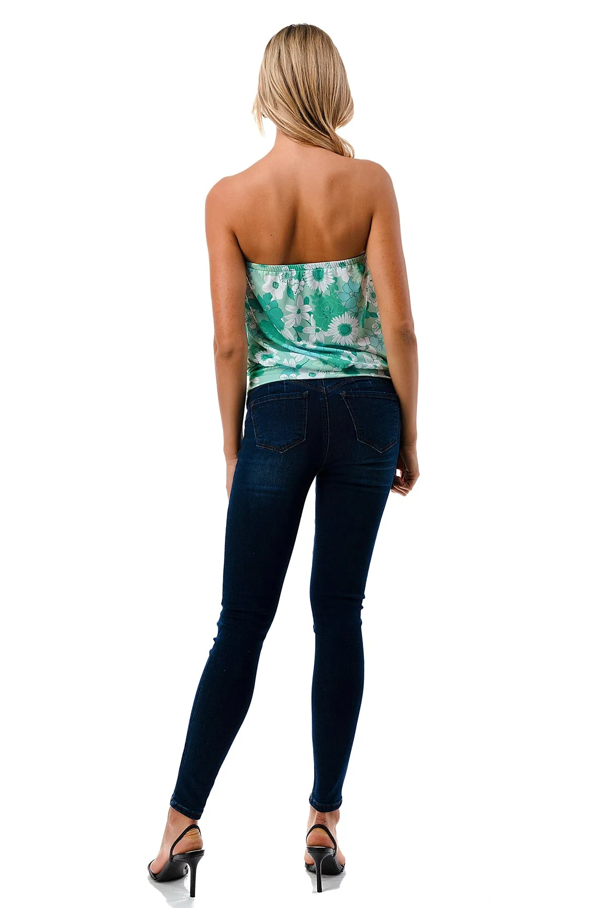 SASKIA TUBE TOP (GREEN FLORAL)- VT2924