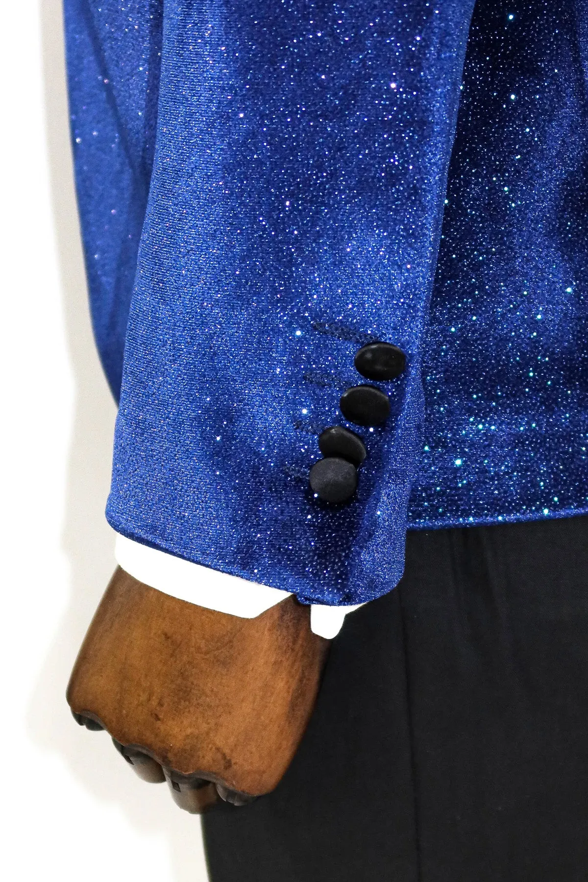 Shawl Collar Velvet Sax Blue Men Prom Blazer - Wessi