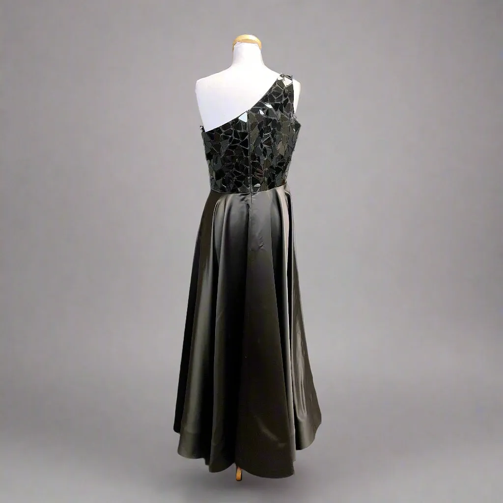 Sherri Hill black one-shoulder gown, size 14