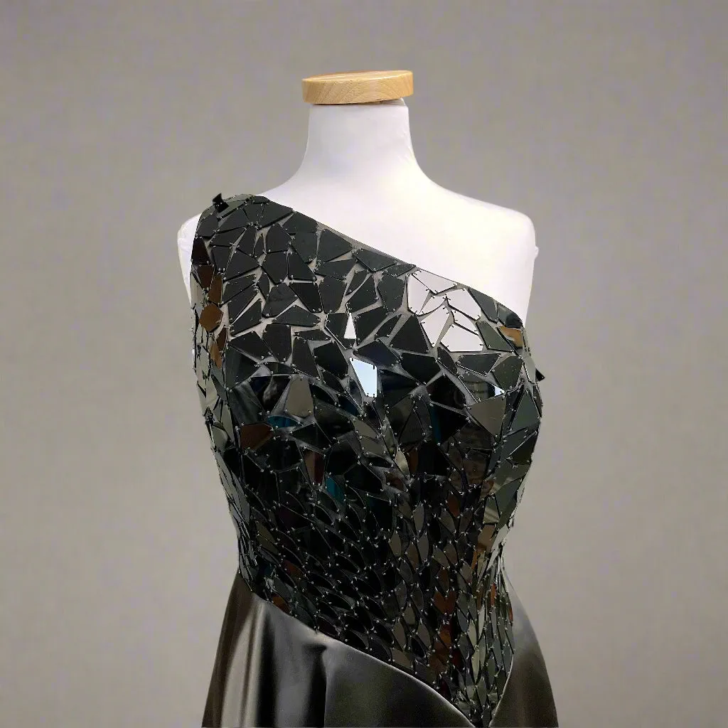 Sherri Hill black one-shoulder gown, size 14