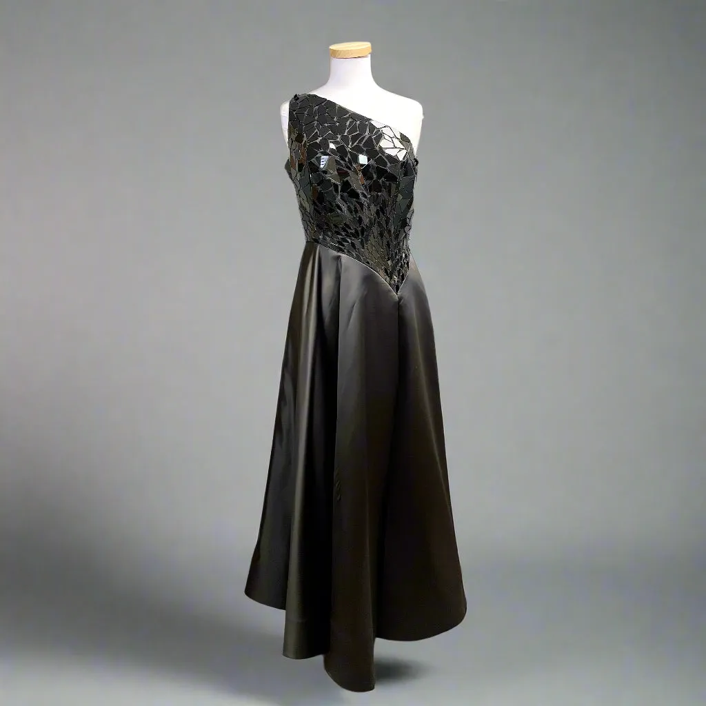 Sherri Hill black one-shoulder gown, size 14