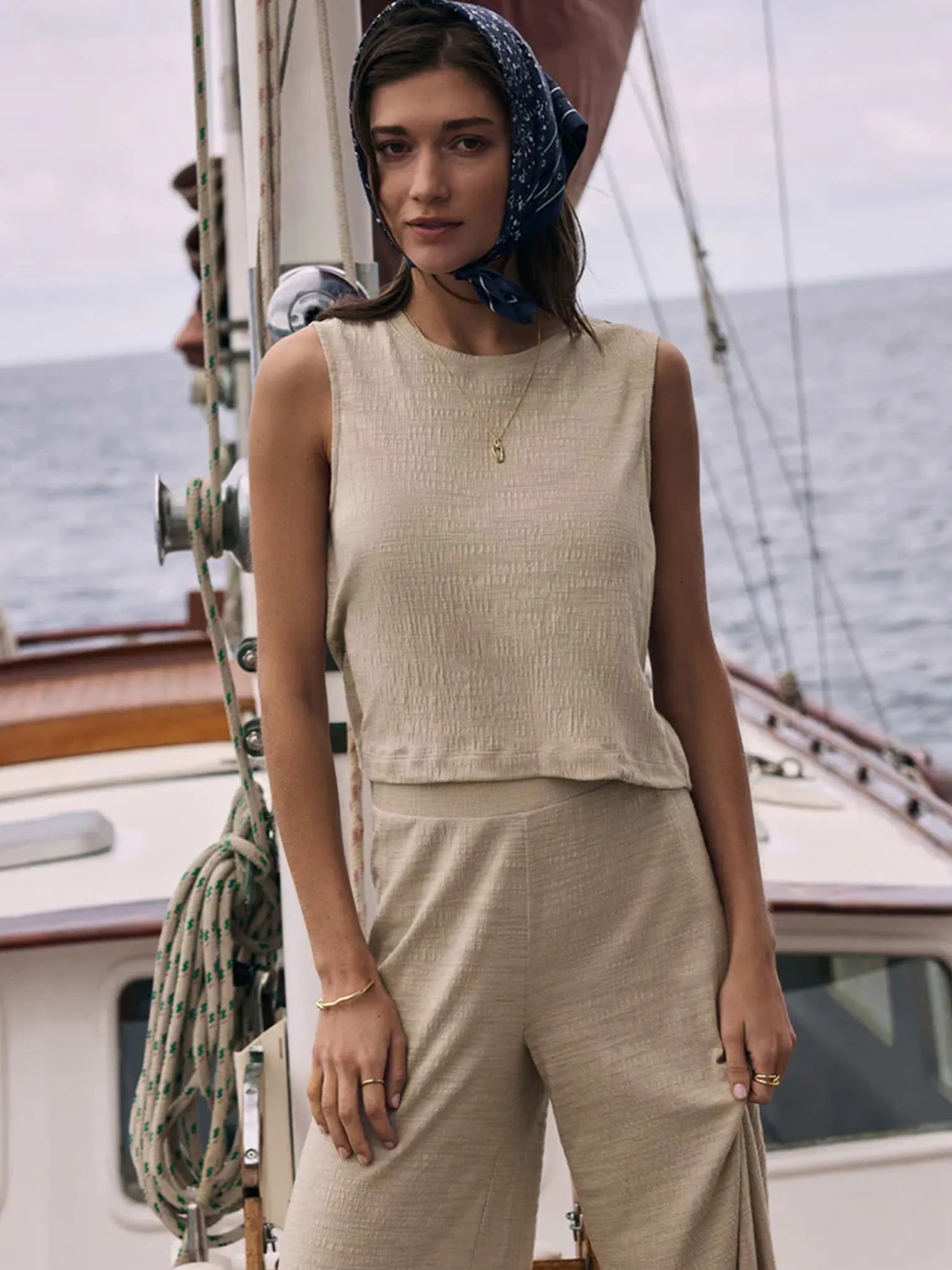 Sloane Textured Slub Top in Parchment