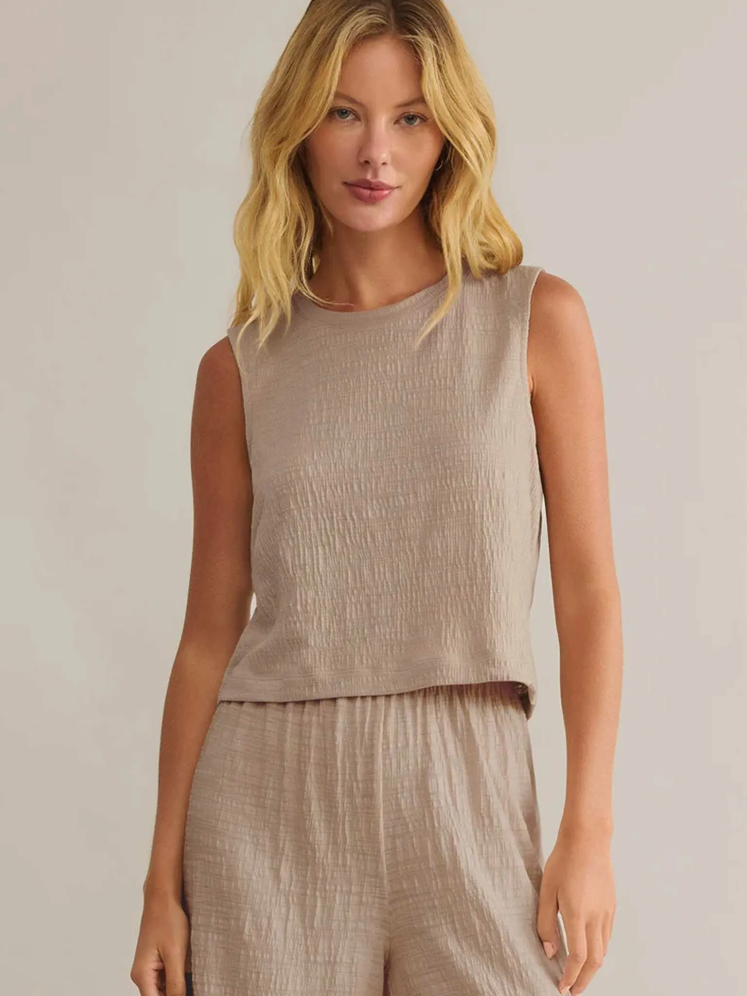 Sloane Textured Slub Top in Parchment