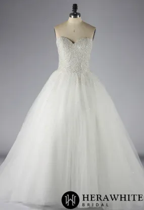 Sparkling Sweetheart Crystal Beaded Tulle Ballgown Wedding Dress