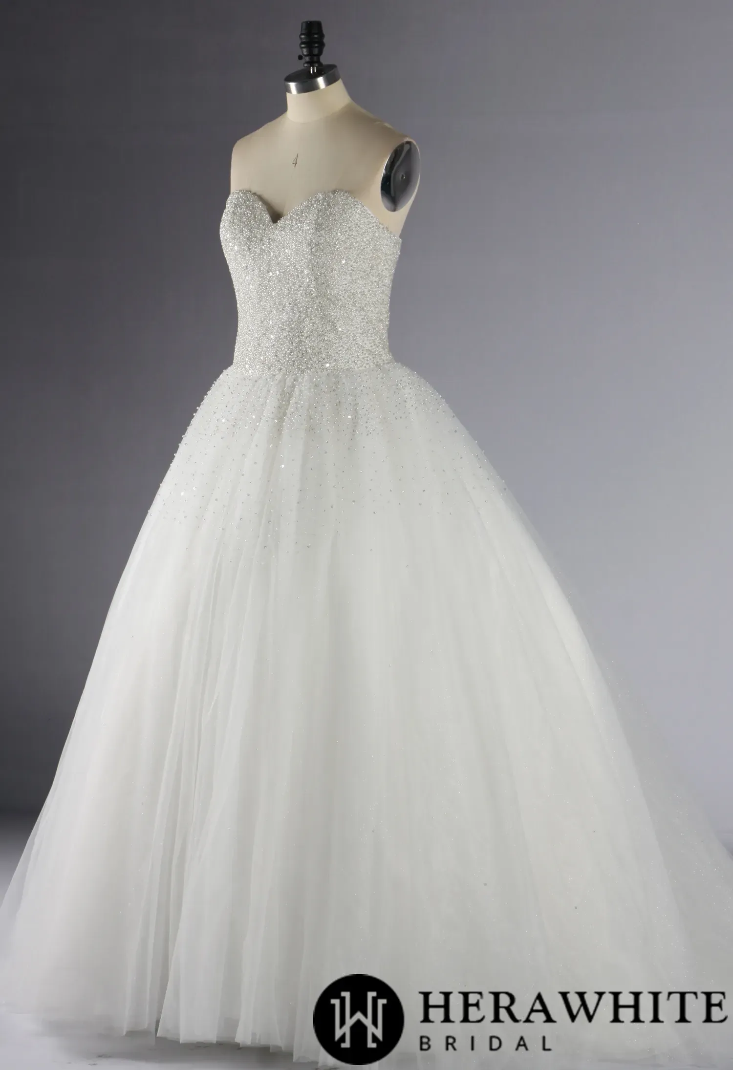 Sparkling Sweetheart Crystal Beaded Tulle Ballgown Wedding Dress
