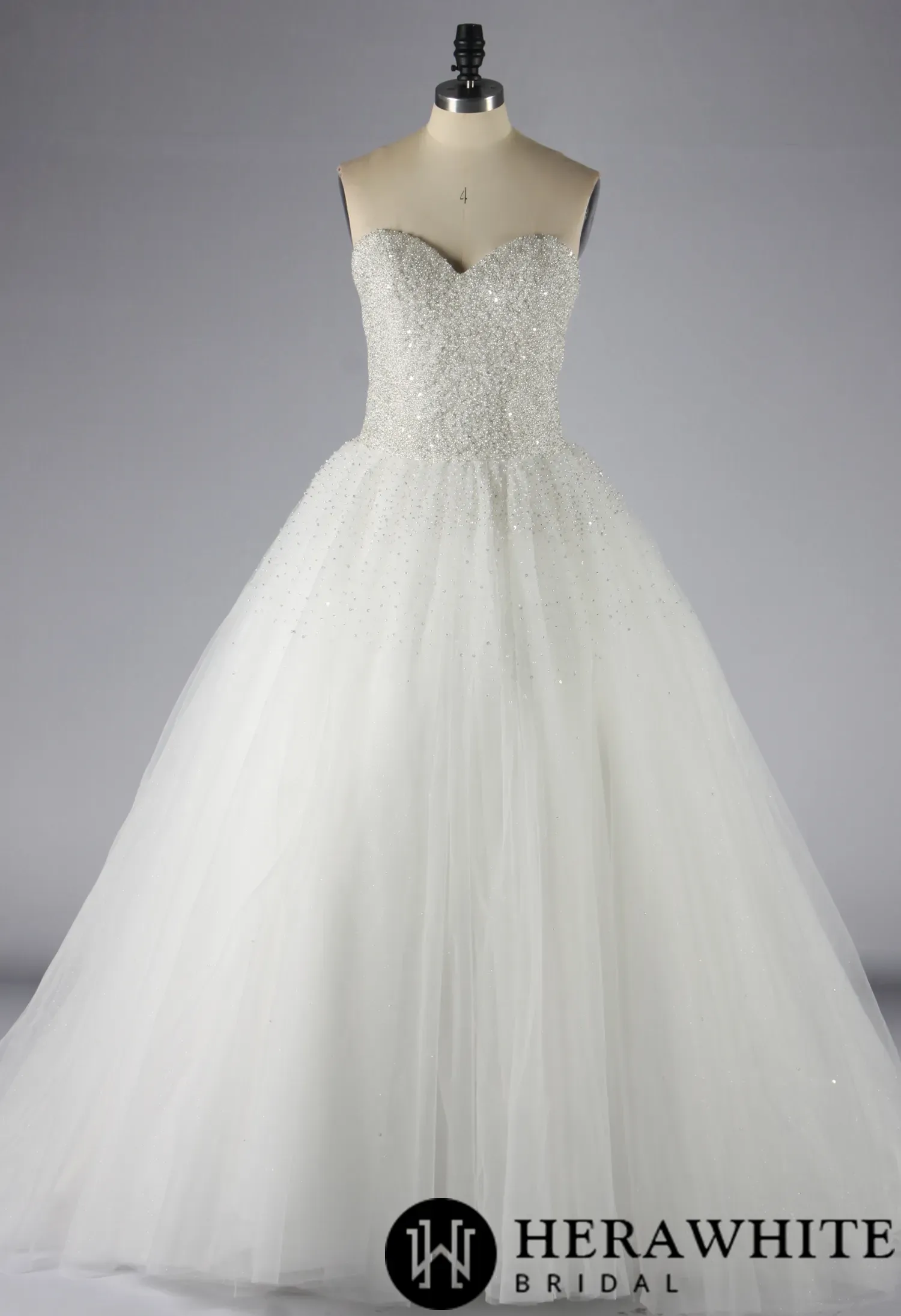 Sparkling Sweetheart Crystal Beaded Tulle Ballgown Wedding Dress