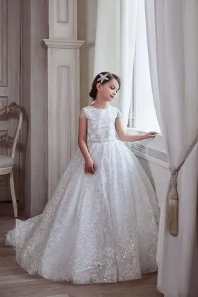Sparkly Tulle Ballgown Dress with Train
