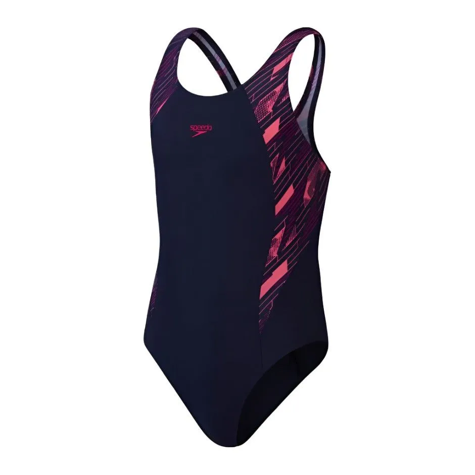 Speedo Girls HyperBoom Splice Muscleback Swimsuit Navy