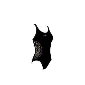 Speedo Girls Placmement Muscleback Swimsuit Black/Purple