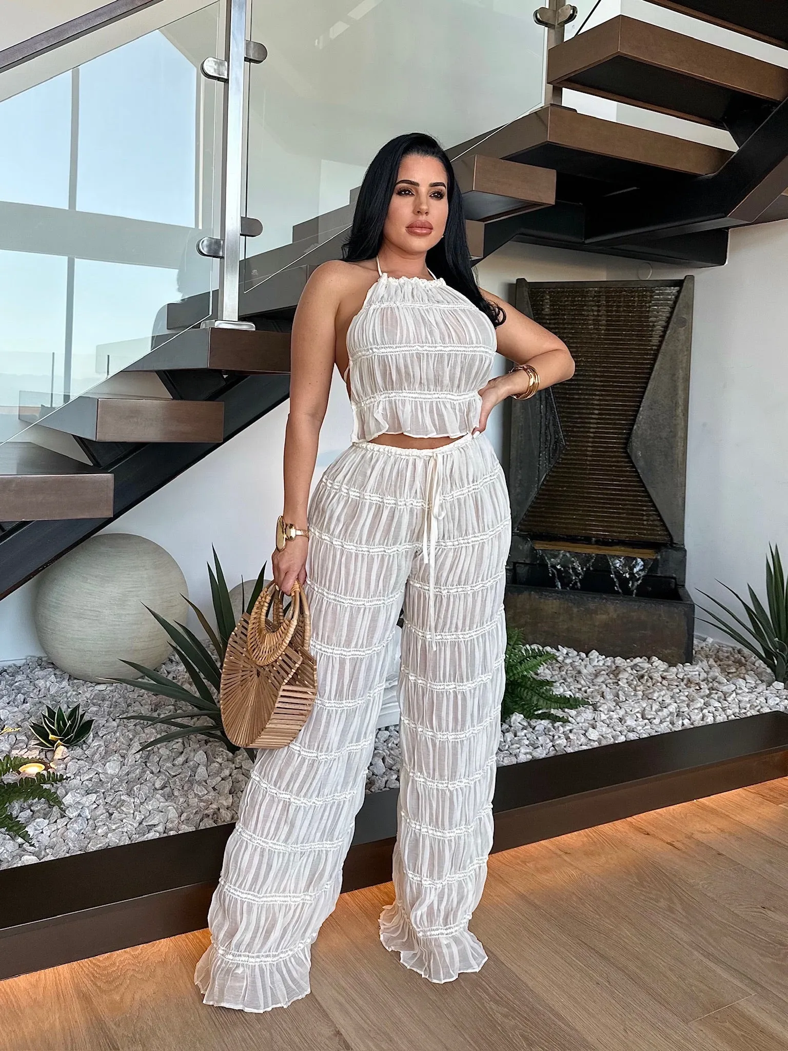 Summer Love Mesh Pant Set White