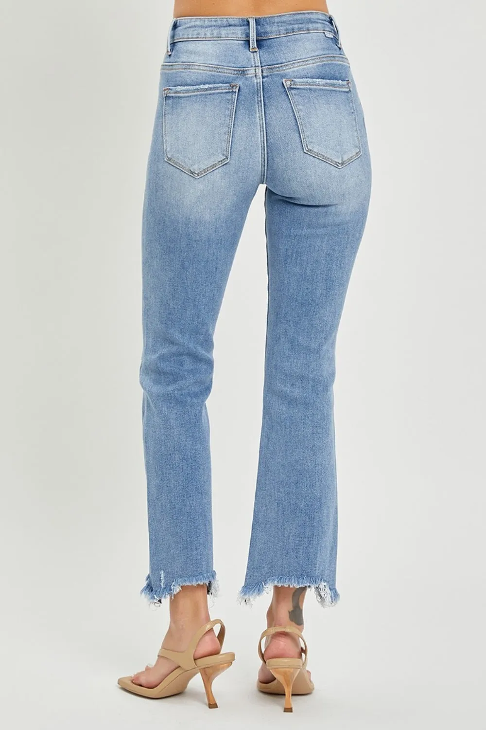 Tanner High Rise Frayed Hem Cropped Straight Jeans
