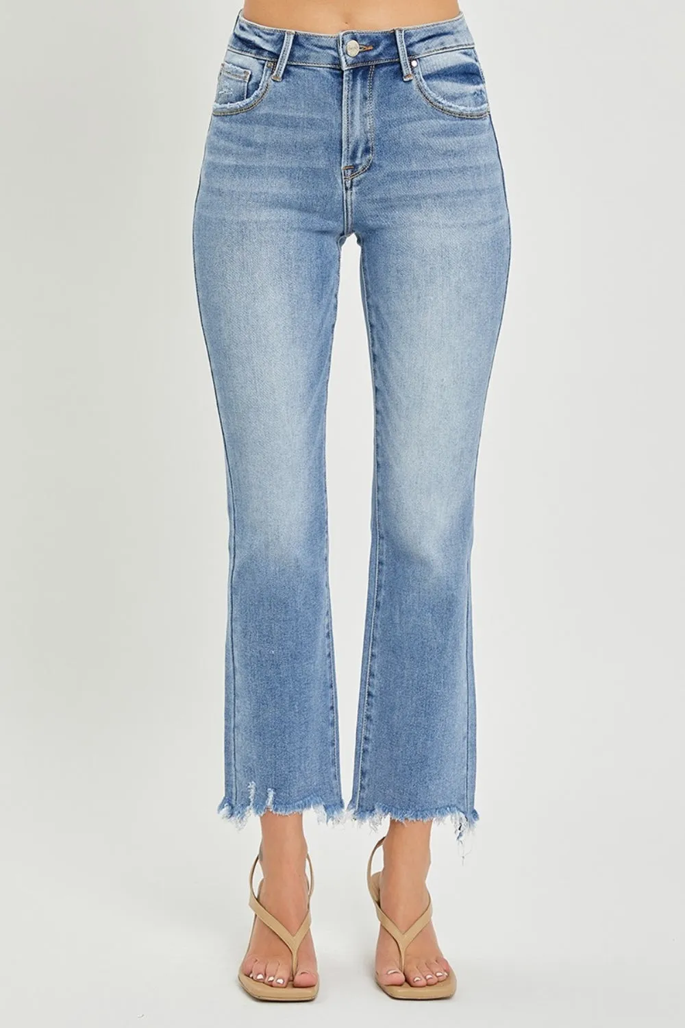 Tanner High Rise Frayed Hem Cropped Straight Jeans