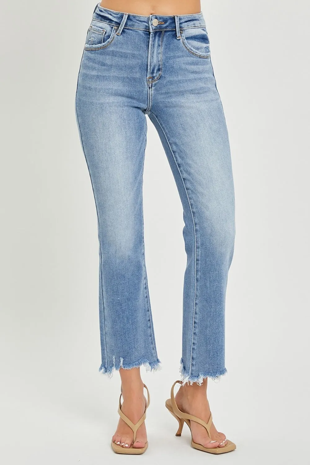 Tanner High Rise Frayed Hem Cropped Straight Jeans