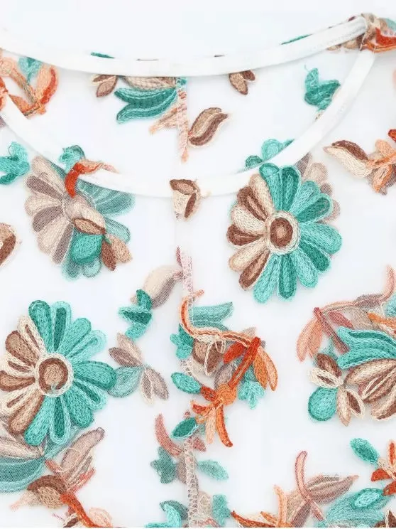 TastyHottie - Pretty Floral Patched Sheer Mesh Dress