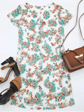 TastyHottie - Pretty Floral Patched Sheer Mesh Dress