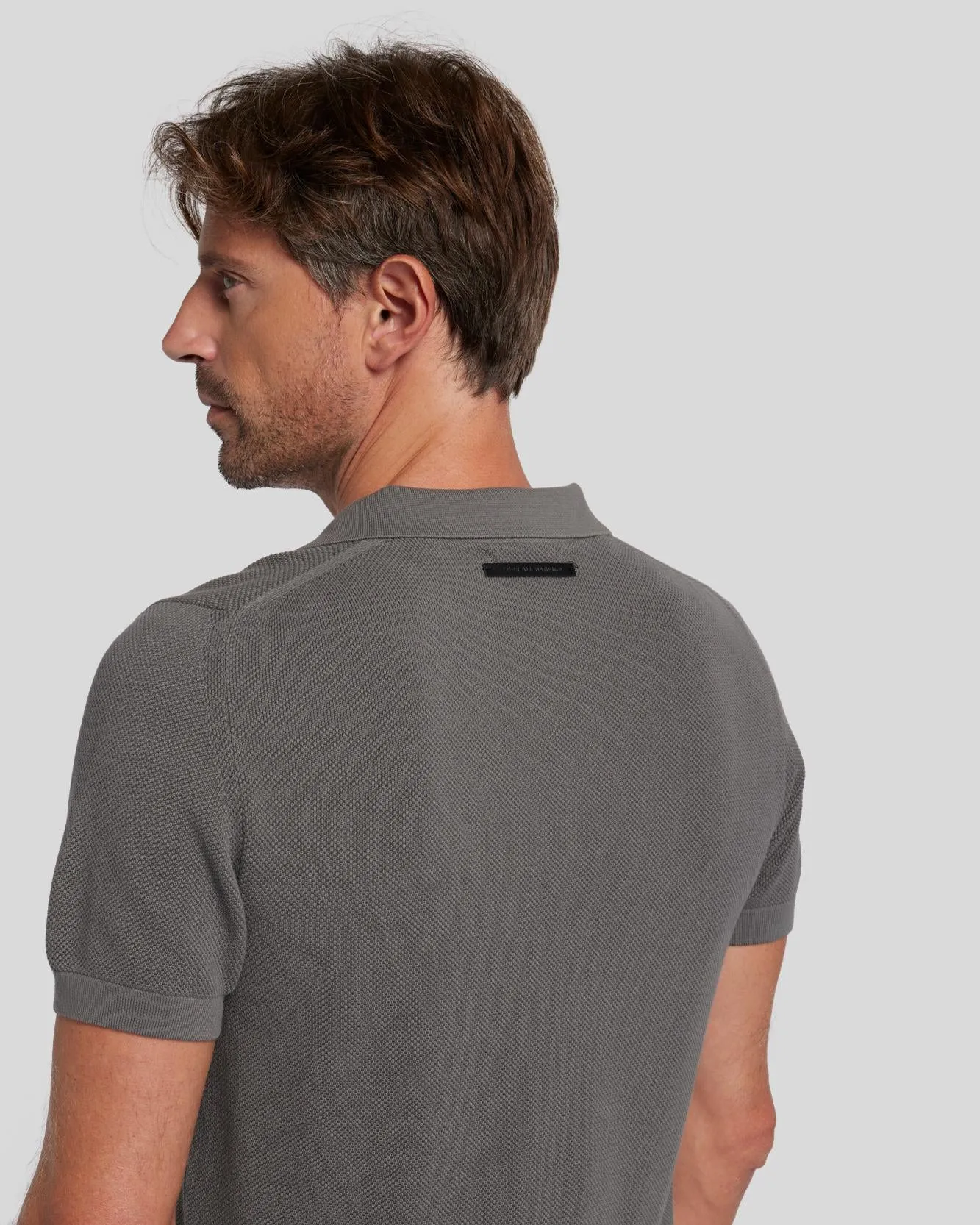 Textured Sweater Polo in Irongate