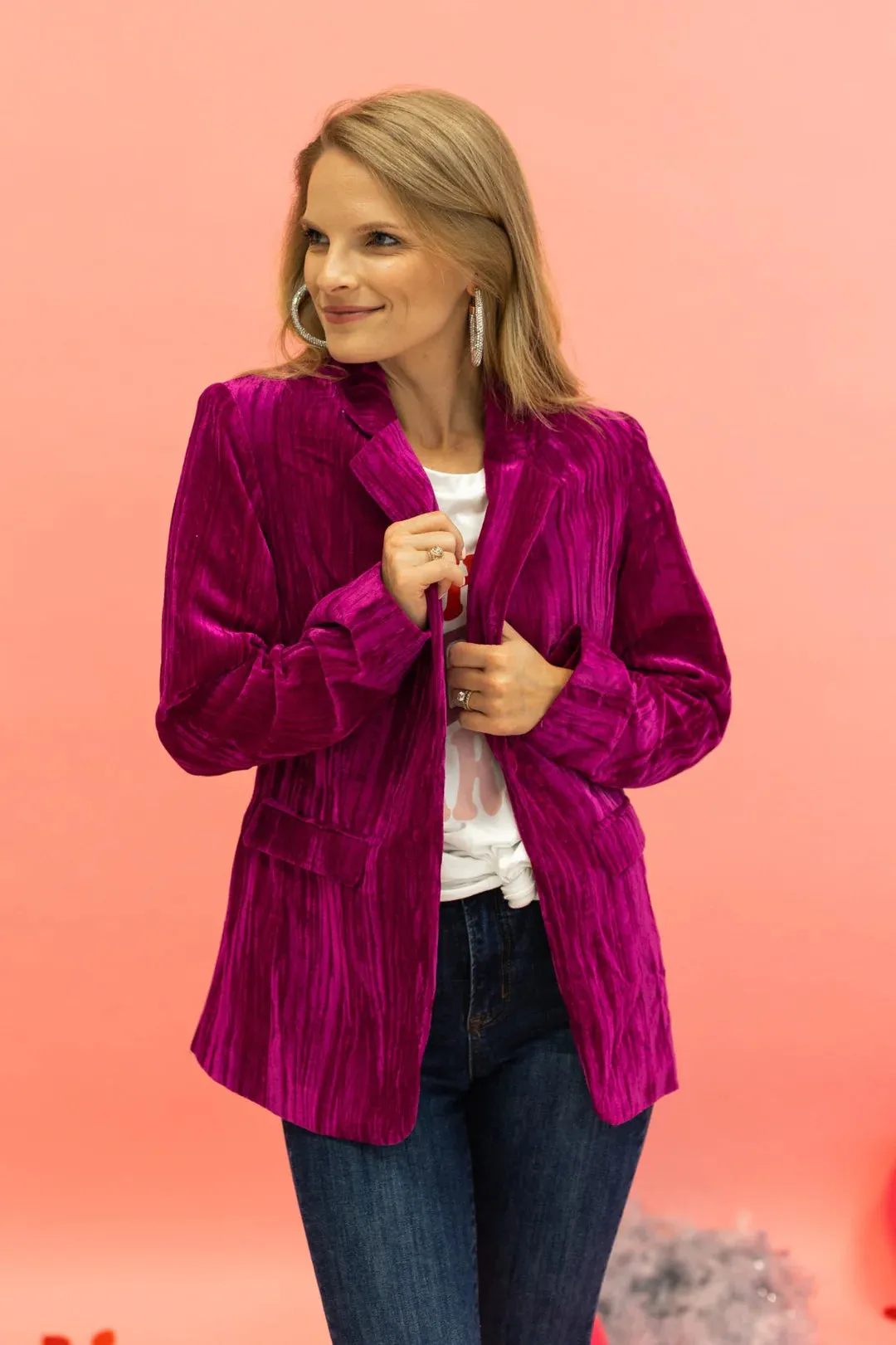 The Raspberry Rendezvous Velvet Blazer
