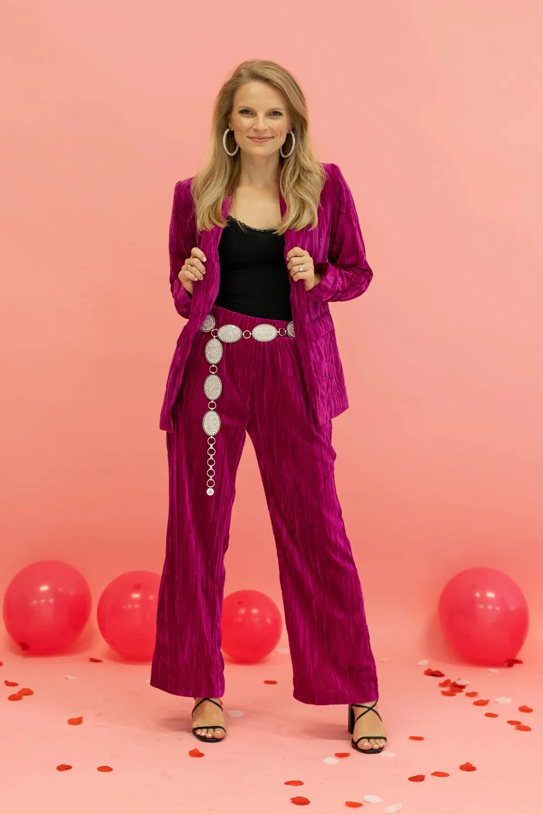 The Raspberry Rendezvous Velvet Blazer