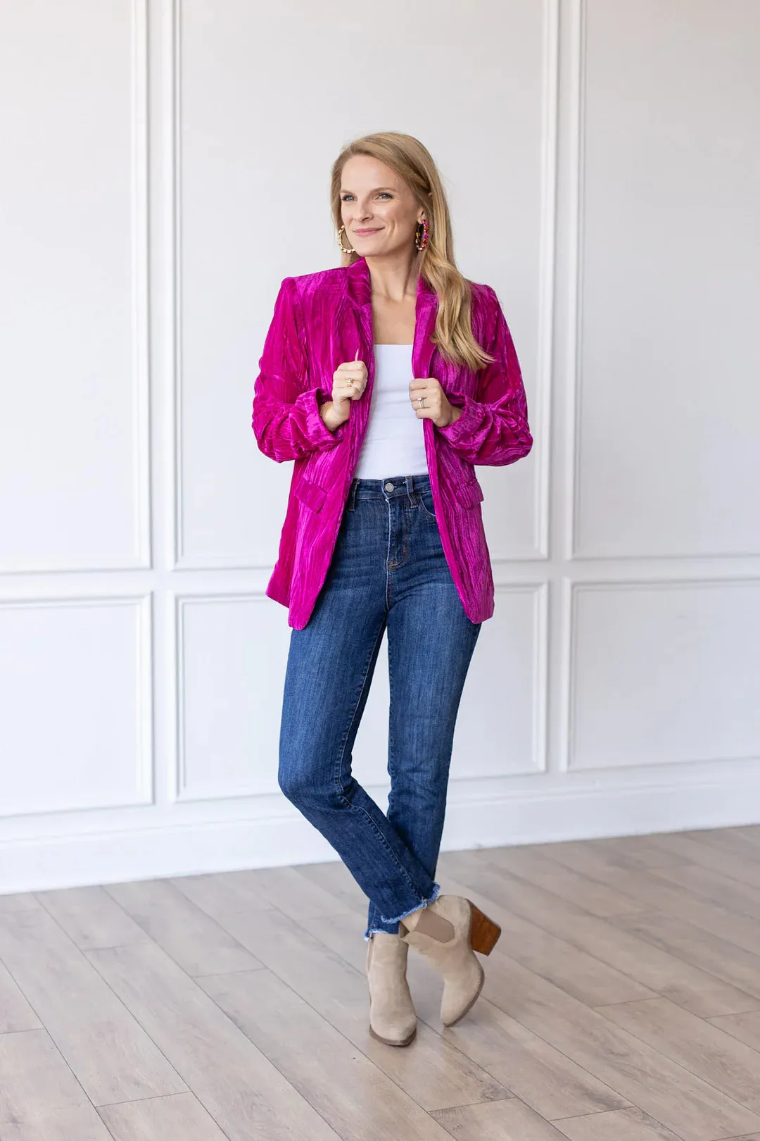 The Raspberry Rendezvous Velvet Blazer