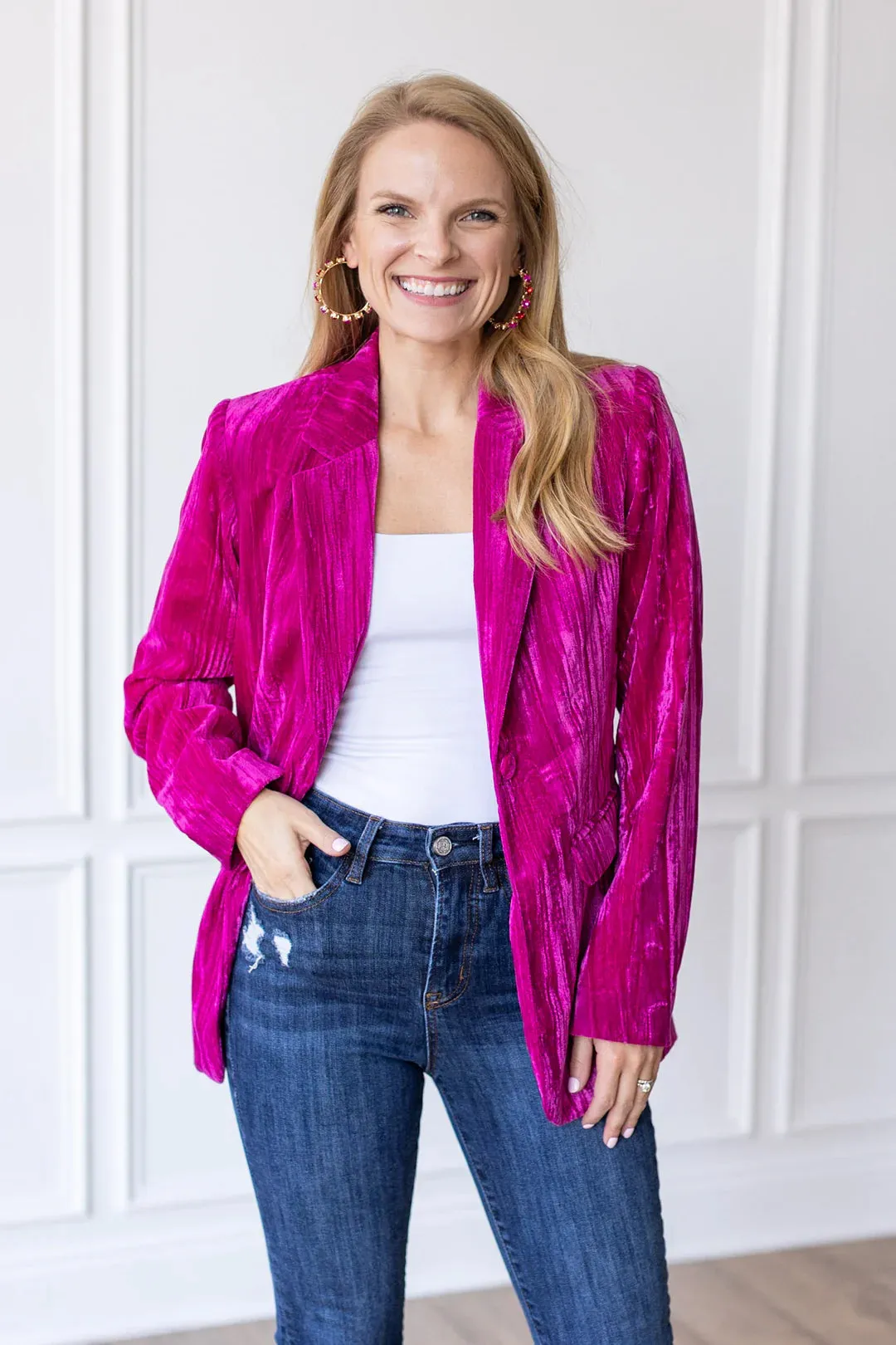 The Raspberry Rendezvous Velvet Blazer