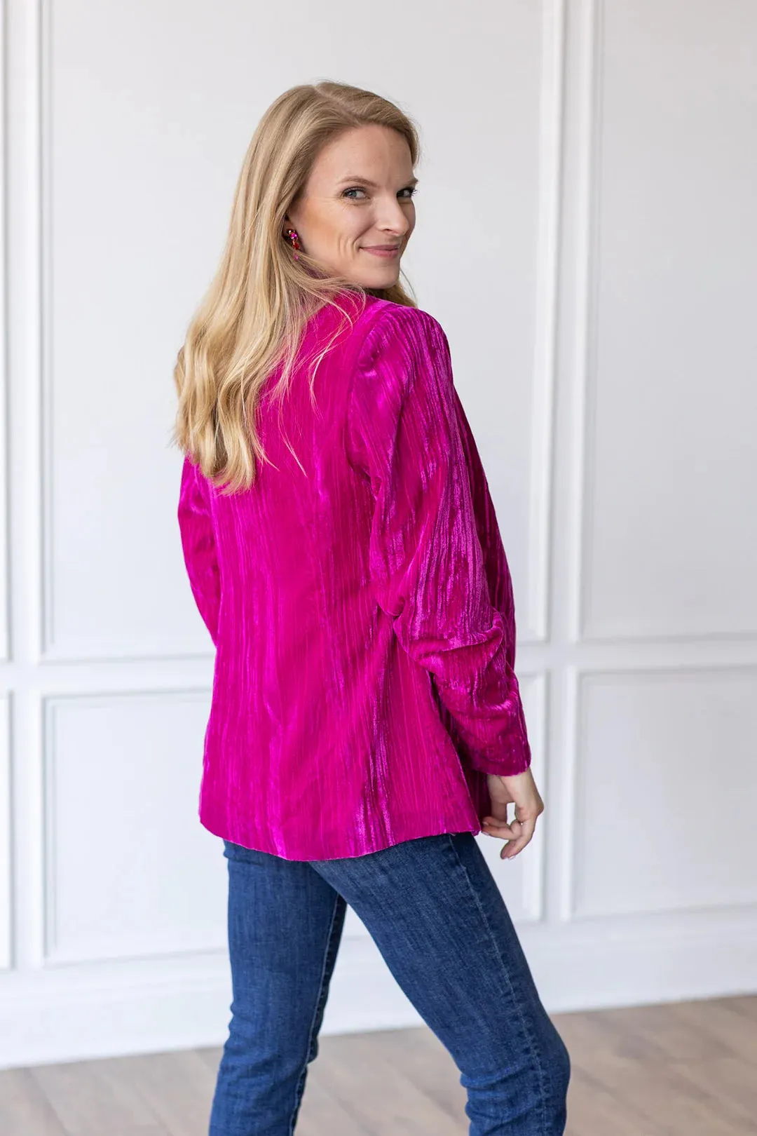 The Raspberry Rendezvous Velvet Blazer