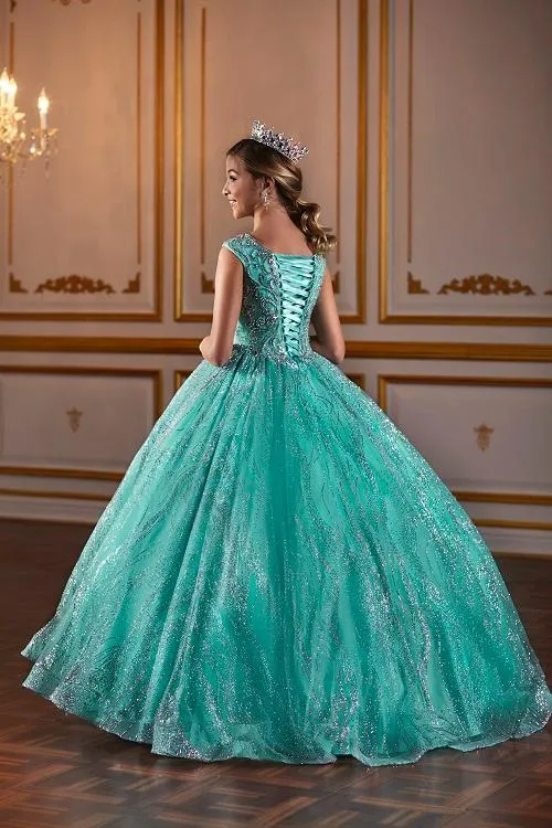 Tiffany Princess 13575 Girls Pageant Dress Crystal Glitter Ball Gown High Neck Crystal A Line