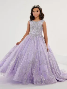 Tiffany Princess 13575 Girls Pageant Dress Crystal Glitter Ball Gown High Neck Crystal A Line