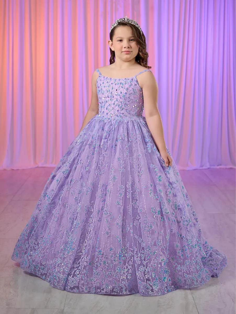 Tiffany Princess 13755 Size 6 Lilac Girls Glitter Pageant Dress Long Ball Gown Formal Sequin Corset
