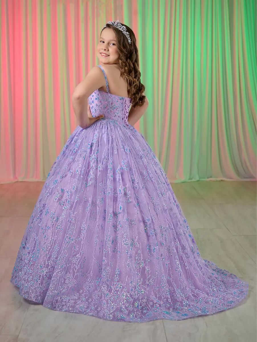 Tiffany Princess 13755 Size 6 Lilac Girls Glitter Pageant Dress Long Ball Gown Formal Sequin Corset