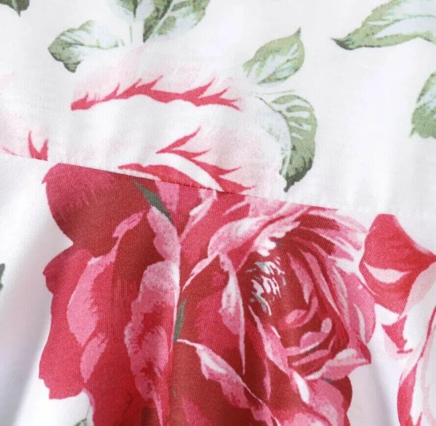 Toddler Girls Dress: Rose Red Floral Print Girls Dress