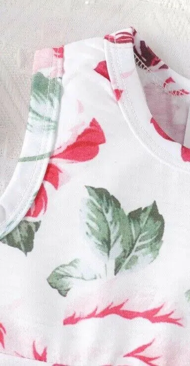 Toddler Girls Dress: Rose Red Floral Print Girls Dress